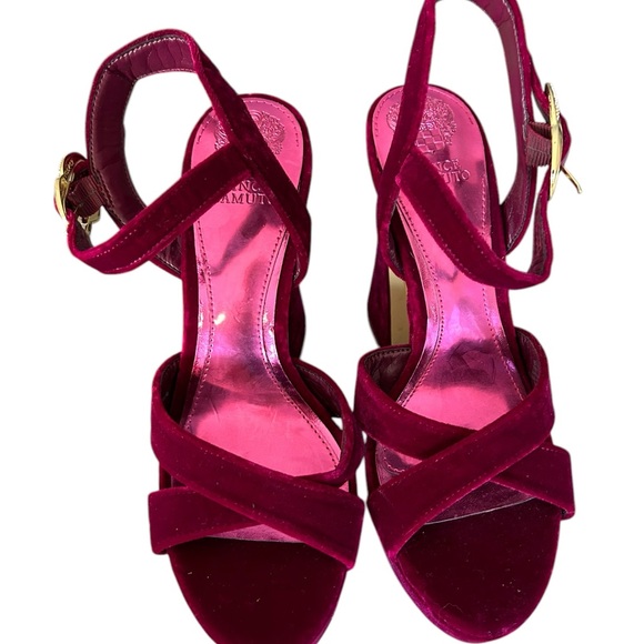 Vince Camuto Velvet platform magenta dress sandals new 8.5 retro 70’s - Picture 9 of 9